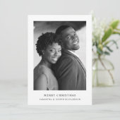 Eenvoudige elegante tekst en foto | Vrolijk kerstf Feestdagenkaart (Staand voorkant)