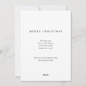 Eenvoudige elegante tekst en foto | Vrolijk kerstf Feestdagenkaart (Achterkant)