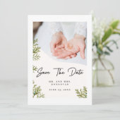 Eenvoudige elegante tekst en foto | Weddenschap Ha Kaart (Staand voorkant)