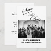 Eenvoudige elegante tekst en foto | Weddenschap Kaart (Voorkant / Achterkant)