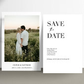 Eenvoudige elegante tekst en foto | Weddenschap Save The Date