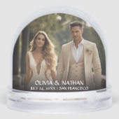 Eenvoudige elegante tekst en foto | Weddenschap Sneeuwbol (Achterkant)