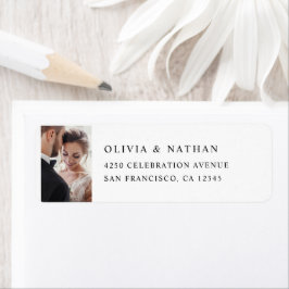 Eenvoudige elegante tekst en foto | Zwart-wit Etiket