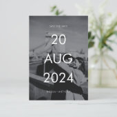 Eenvoudige elegante tekst & foto bruiloft Bewaar d Kaart (Staand voorkant)