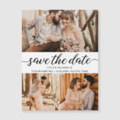 Eenvoudige Elegante Tekst Foto Huwelijk Sla de dat Magnetische Uitnodiging (Voorkant)