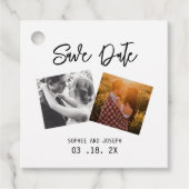 Eenvoudige Elegante Tekst & Foto | QR Code Trouwen Bedankjes Labels (Voorkant)