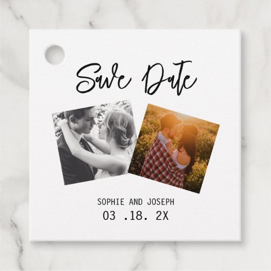 Eenvoudige Elegante Tekst & Foto | QR Code Trouwen Bedankjes Labels (Voorkant)