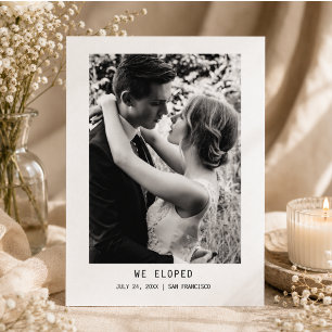 Eenvoudige Elegante Tekst & Foto   Trouwkaart Briefkaart