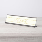 Eenvoudige elegante tekst | Goud van wit Bureau Naambordje (Voorkant)