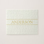 Eenvoudige elegante tekst | Goud van wit Legpuzzel<br><div class="desc">Elegante aanpasbare gouden letters, bewerk zoals u wilt.</div>