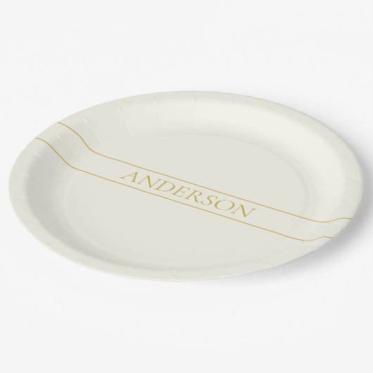 Eenvoudige elegante tekst | Goud van wit Papieren Bordje (Gekanteld)