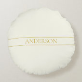 Eenvoudige elegante  tekst | Goud van wit Rond Kussen (Achterkant)