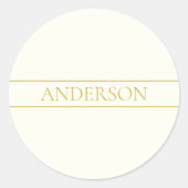 Eenvoudige elegante  tekst | Goud van wit Ronde Sticker (Voorkant)