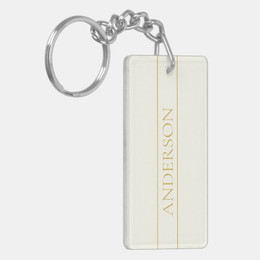 Eenvoudige elegante  tekst | Goud van wit Sleutelhanger (Voorkant Links)