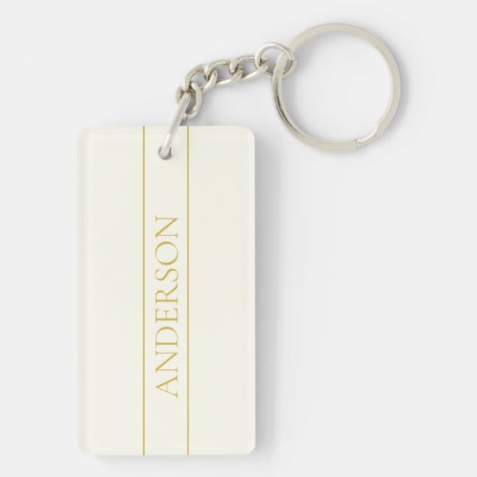 Eenvoudige elegante  tekst | Goud van wit Sleutelhanger (achterkant)
