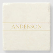 Eenvoudige elegante tekst | Goud van wit Stenen Onderzetter (Voorkant)