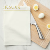 Eenvoudige elegante  tekst | Goud van wit Theedoek (Quarter Fold)