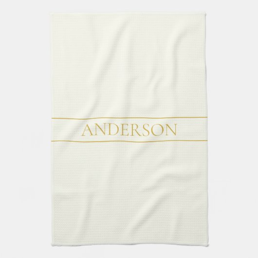 Eenvoudige elegante  tekst | Goud van wit Theedoek (Verticaal)