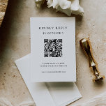 Eenvoudige elegante tekst | QR-code bruiloft RSVP Kaartje<br><div class="desc">Deze minimalistische en elegante scannable QR code Wedding Response kaart is voorzien van moderne zwarte tekst op een schone witte achtergrond,  voor een eenvoudige en stijlvolle look. Uw gasten kunnen eenvoudig de code scannen om uw trouwwebsite en rsvp online te bezoeken.</div>