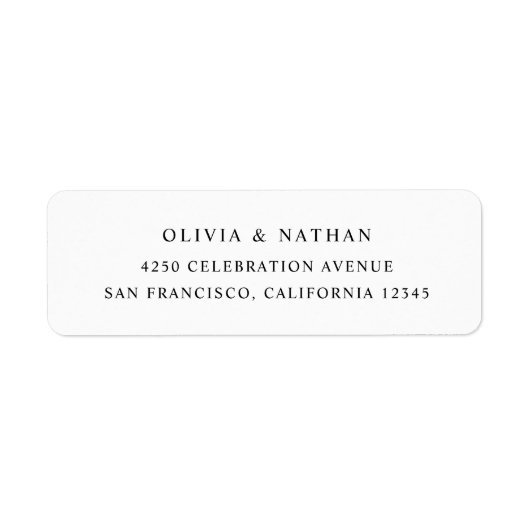 Eenvoudige elegante tekst | Zwart-wit Etiket (Voorkant)