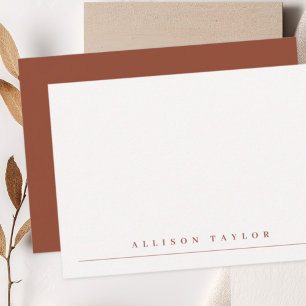 Eenvoudige Elegante Terracotta Aangepaste Naam Notitiekaartje