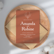 Eenvoudige elegante Terracotta bruiloft uitnodigin