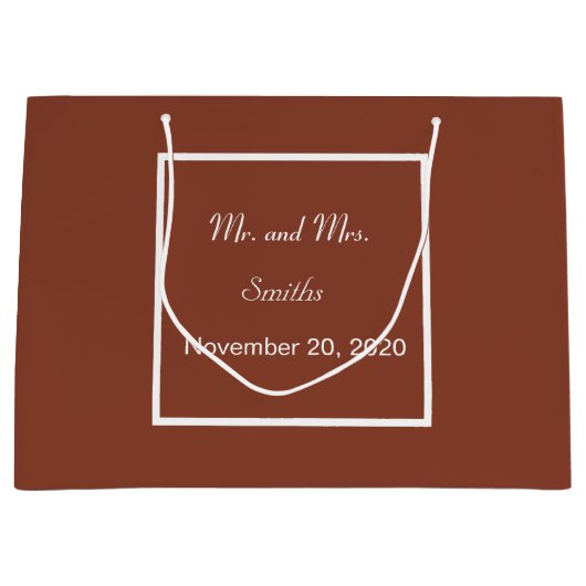 Eenvoudige elegante terracotta en witte bruiloft g groot cadeauzakje (Voorkant)