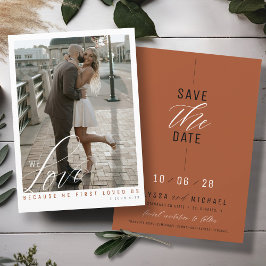 Eenvoudige Elegante Terracotta Foto Christelijke b Save The Date