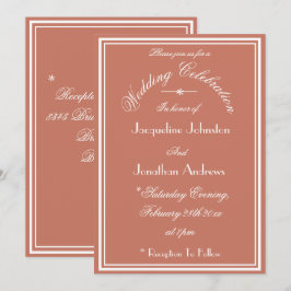 Eenvoudige Elegante Terracotta Trouw Wit Schrift Kaart