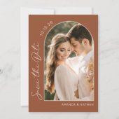 Eenvoudige Elegante Terracotta Trouwfoto Save The Date (Voorkant)