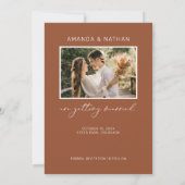 Eenvoudige Elegante Terracotta Trouwfoto Save The Date (Achterkant)