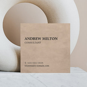 Eenvoudige Elegante Textuur Beige Consultant Vierkante Visitekaartje