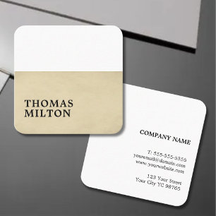Eenvoudige Elegante Textuur Beige Witte Consultant Vierkante Visitekaartje