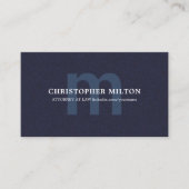 Eenvoudige Elegante Textuur Blauw Monogram Consult Visitekaartje (Voorkant)
