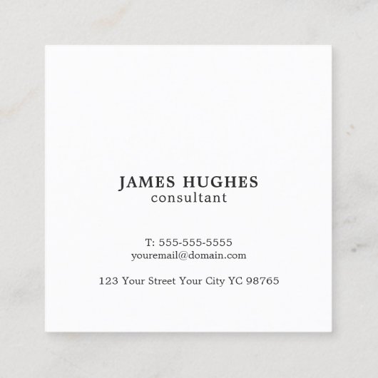 Eenvoudige elegante textuur grijs consultant vierkante visitekaartje (Achterkant)
