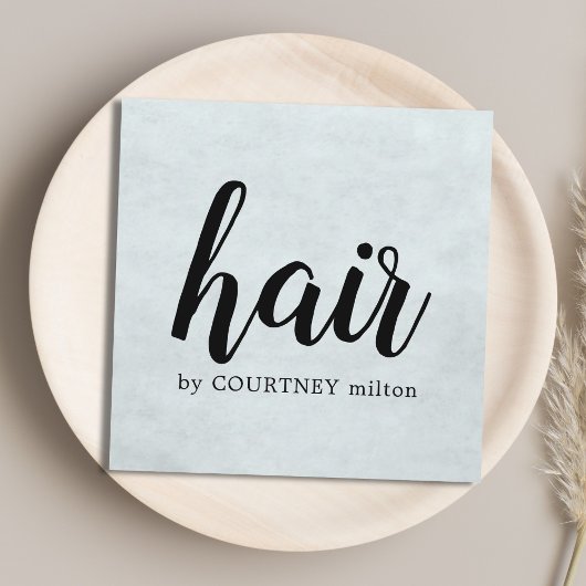 Eenvoudige elegante textuur Licht Blauw Haar Styli Vierkante Visitekaartje