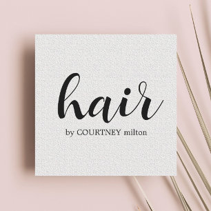 Eenvoudige Elegante Textuur Witte Haarstylist  Vierkante Visitekaartje