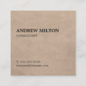 Eenvoudige elegante textuurbeige consultant vierkante visitekaartje (Voorkant)
