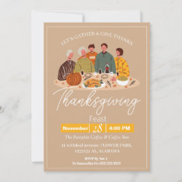 Eenvoudige Elegante Thanksgiving Diner Pompoen Tur Kaart