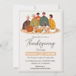 Eenvoudige Elegante Thanksgiving Diner Pompoen Tur Kaart