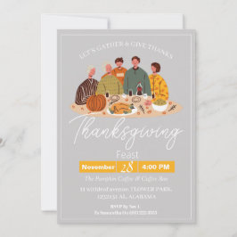 Eenvoudige Elegante Thanksgiving Diner Pompoen Tur Kaart