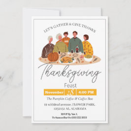 Eenvoudige Elegante Thanksgiving Diner Pompoen Tur Kaart