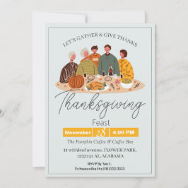 Eenvoudige Elegante Thanksgiving Diner Pompoen Tur Kaart