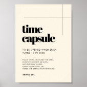 Eenvoudige elegante Tijdcapsule 1e Verjaardagsteke Poster (Voorkant)