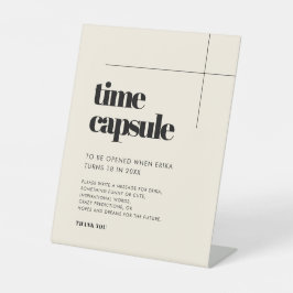 Eenvoudige elegante Tijdcapsule 1e Verjaardagsteke Reclamebord Met Voetstuk