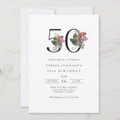 Eenvoudige Elegante Tropische 50ste Verjaardag Uit Kaart (Voorkant)