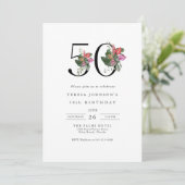 Eenvoudige Elegante Tropische 50ste Verjaardag Uit Kaart (Staand voorkant)