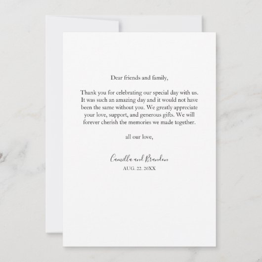 Eenvoudige Elegante Tropische Palm Monogrammen Bru Bedankkaart (Achterkant)