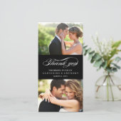 Eenvoudige Elegante Trouw Dank Je - Zwart Bedankkaart (Staand voorkant)
