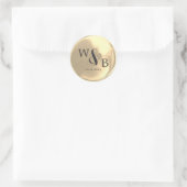 Eenvoudige Elegante Trouw Waszegel met Monogram Ronde Sticker (Tas)